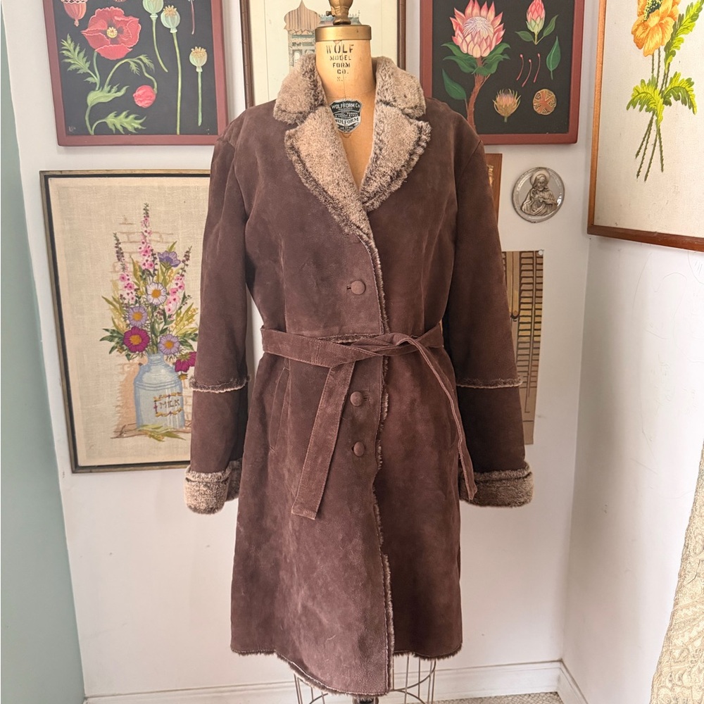 Brown Shearling Leather Penny Lane Coat